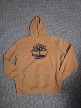 Timberland Tan Hooded Sweatshirt with Black Tree Logo
